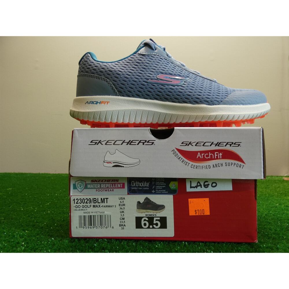 Sketchers Womens GGM Fairway 3 Water Repellent Golf Shoes Size 6.5 Blue New